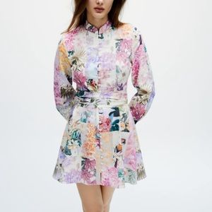 NWT Zara Floral Shirt Dress Mini